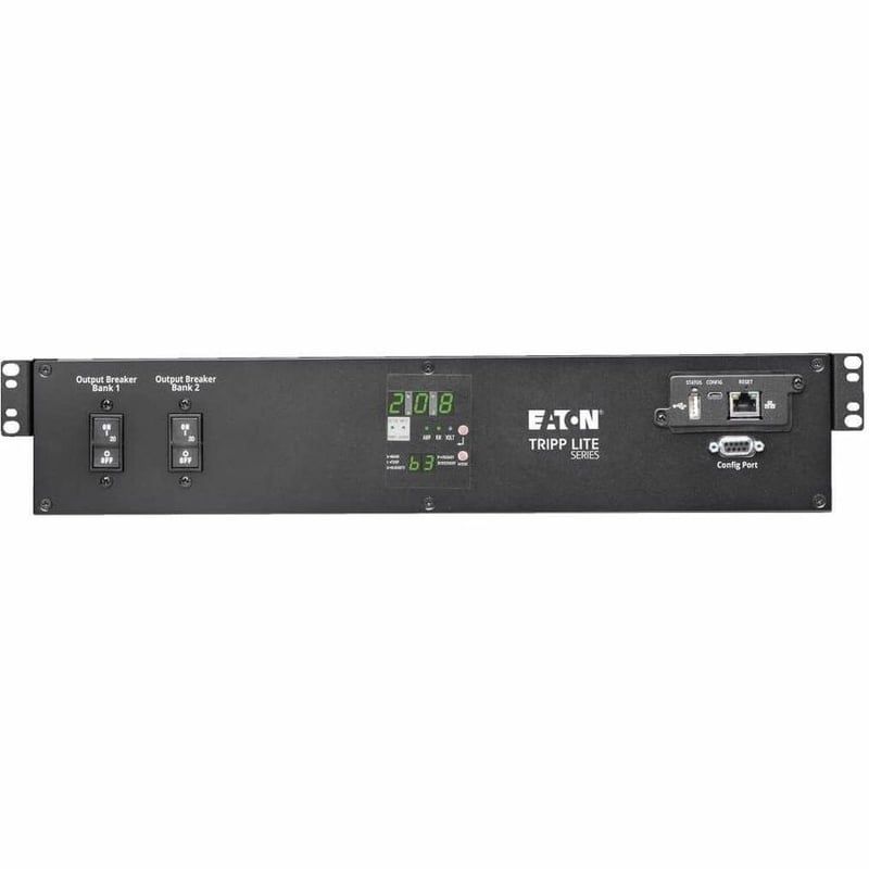 Tripp Lite by Eaton 5.8kW 208/240V Single-Phase ATS/Monitored PDU - 16 C13, 2 C19 & 1 L6-30R Outlets, Dual L6-30P Inputs, 10 ft. Cords, 2U, TAA - Thumbnail 3