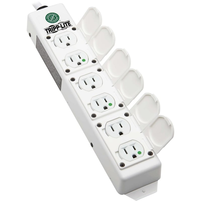 Tripp Lite by Eaton Safe-IT UL 2930 Medical-Grade Power Strip for Patient Care Vicinity, 6 Hospital-Grade Outlets, Safety Covers, Antimicrobial, 6 ft. Cord, Dual Ground - Thumbnail 2