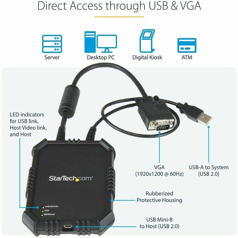 StarTech.com Laptop to Server KVM Console - Rugged USB Crash Cart Adapter with File Transfer and Video Capture - Thumbnail 3