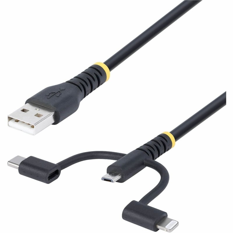RUGGED USB MULTI CHARGING CABLE USB TO LIGHTNING/MICRO-USB/TYPE-C - Thumbnail 1
