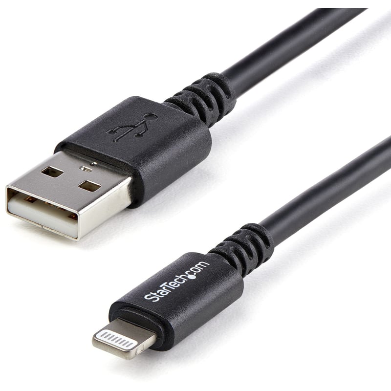 StarTech.com 3m (10ft) Long Black Apple 8-pin Lightning Connector to USB Cable for iPhone / iPod / iPad - Thumbnail 1