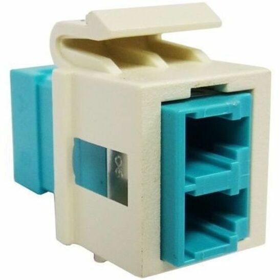 Ortronics 1-LC (2 fibers) fiber Keystone module, Aqua adapater, Wiremold Ivory Housing - Thumbnail 2