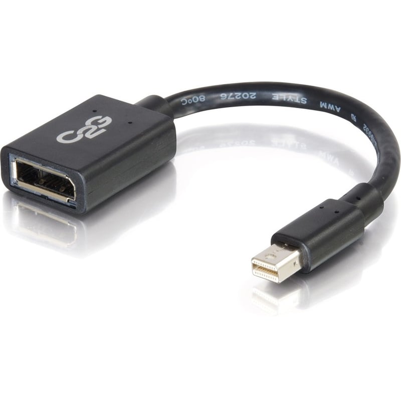 C2G 6in Mini DisplayPort to DisplayPort Adapter - Mini DP to DP Adapter - 4K 30Hz - Black - M/F - Thumbnail 1