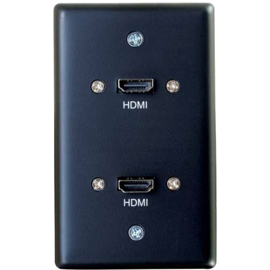 C2G Single Gang Wall Plate with Dual HDMI Pigtails Black - Thumbnail 2