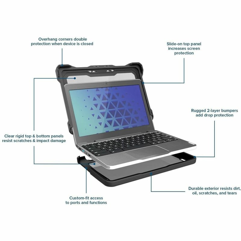 MAXCases, Windows Cases, 11.6, 11.6 inches, easy installation, durable materials, ideal for schools, Dell 3120, Custom Color, Gray, Clear - Thumbnail 2
