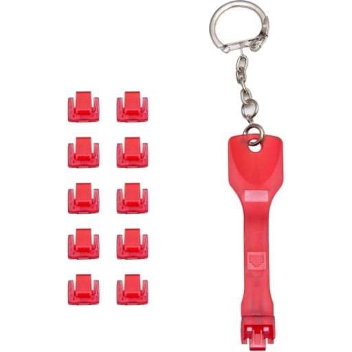 IO Crest Locking RJ45 Port Dust Blocker with Removal Keys Tool - Thumbnail 2