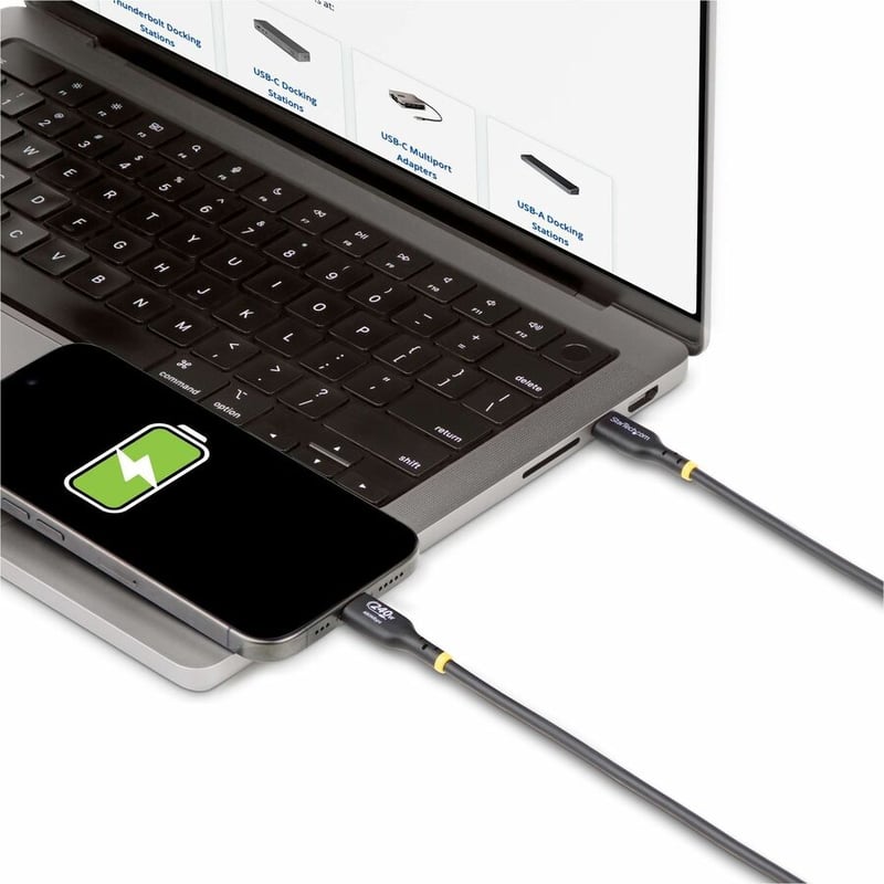StarTech.com 3ft USB-C Charging Cable, USB-IF Certified USB C Cable, 240W PD EPR, USB 2.0 Type-C Laptop Charger Cord, TPE Jacket, M/M - Thumbnail 3