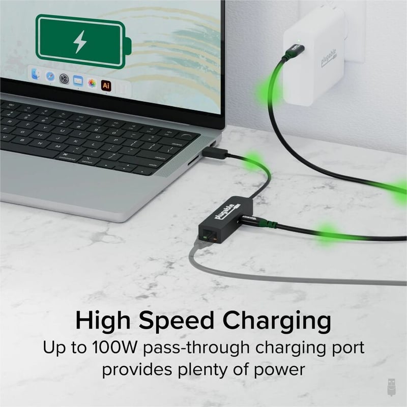 PLUGABLE USB-C ETHERNET ADAPTER 2.5GBPS ADAPTER 100W POWER DELIVERY - Thumbnail 4