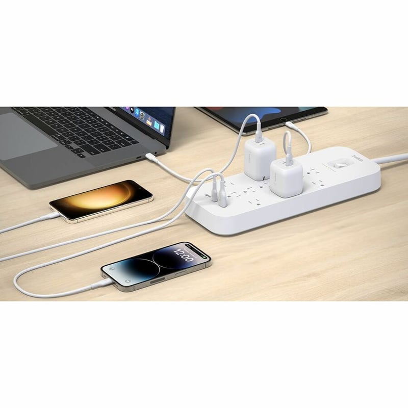 Belkin 12-Outlet Surge Protector Power Strip w/ 12 AC Outlets, 1 USB-C Port, & 2 USB-A Ports, 6ft Cable, Overload and Overvoltage Protection, and On/Off Power Switch - 4,000 Joules of Protection - Thumbnail 2