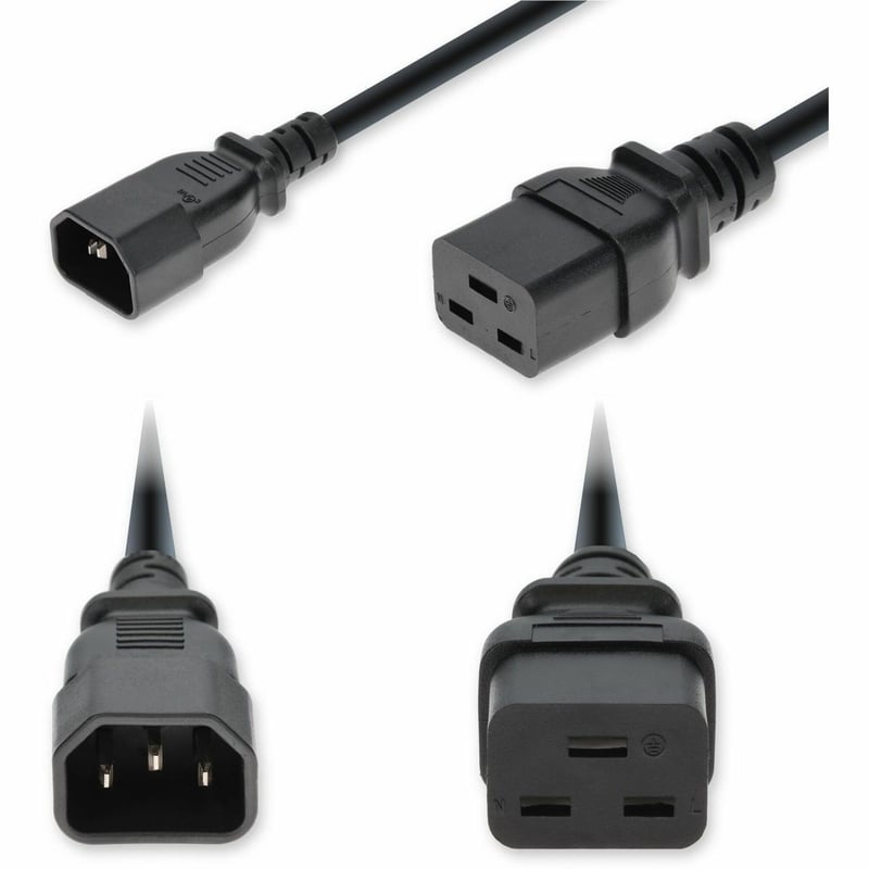 AddOn 10ft C14 Male to C19 Female Industrial Grade 14 AWG 250V at 15A PVC SJT (Service Junior Thermoplastic) Black Power Cable