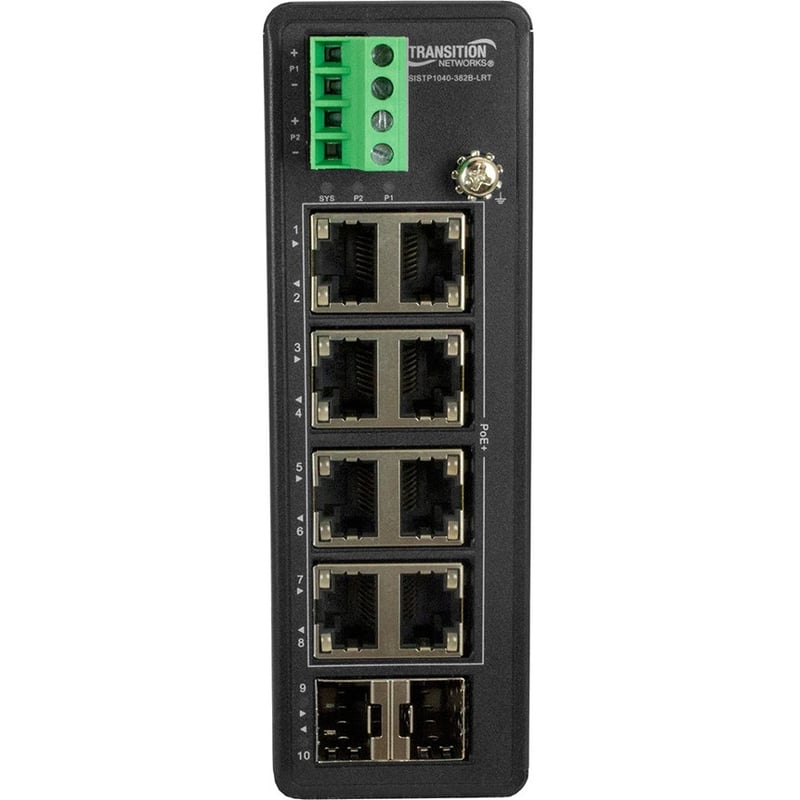 Transition Networks Unmanaged Hardened Gigabit Ethernet PoE+ Switch with Low Voltage Input - Thumbnail 2