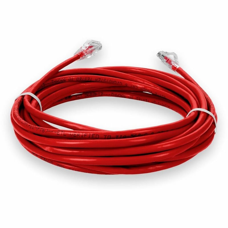 AddOn 14ft Red CAT 6 Plenum-Rated Ethernet Cable Snagless Bubble Boot RJ-45 M/M - Thumbnail 4