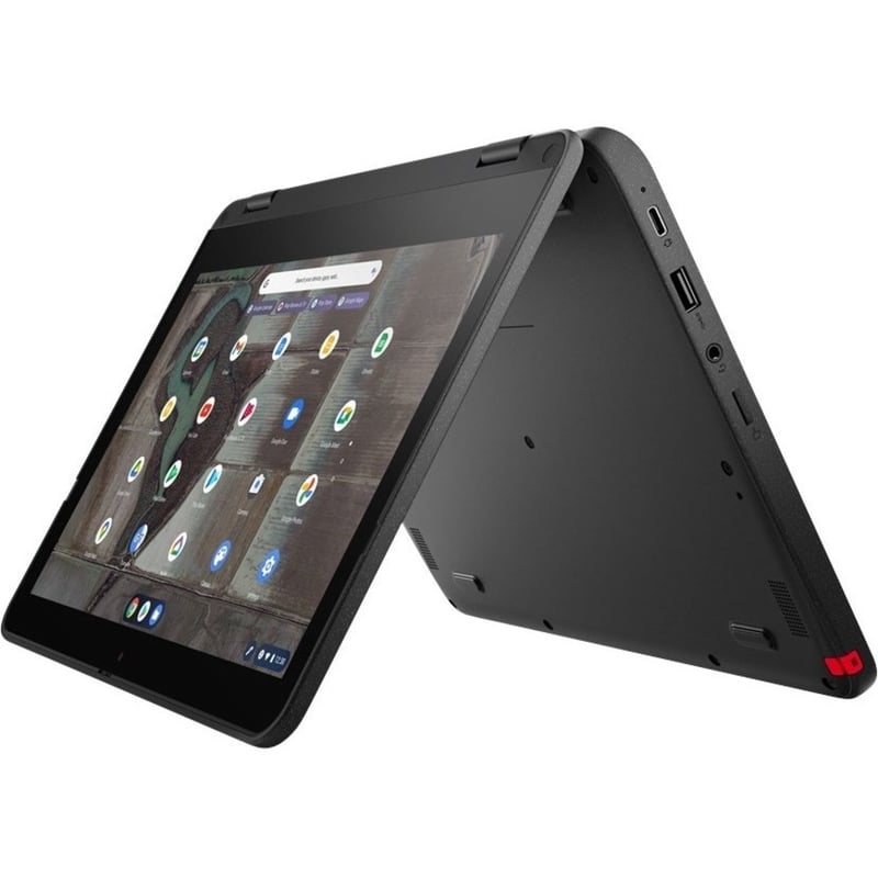 Lenovo 500e Chromebook Gen 3 82JB003XUS 11.6" Touchscreen Convertible 2 in 1 Chromebook - HD - 1366 x 768 - Intel Celeron N4500 Dual-core (2 Core) 1.10 GHz - 4 GB Total RAM - 4 GB On-board Memory - 32 GB Flash Memory - Gray - Thumbnail 1
