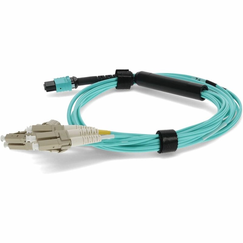 AddOn 2m MPO (Female) to 8xLC (Male) 8-Strand Aqua OM3 Fiber Fanout Cable - Thumbnail 2