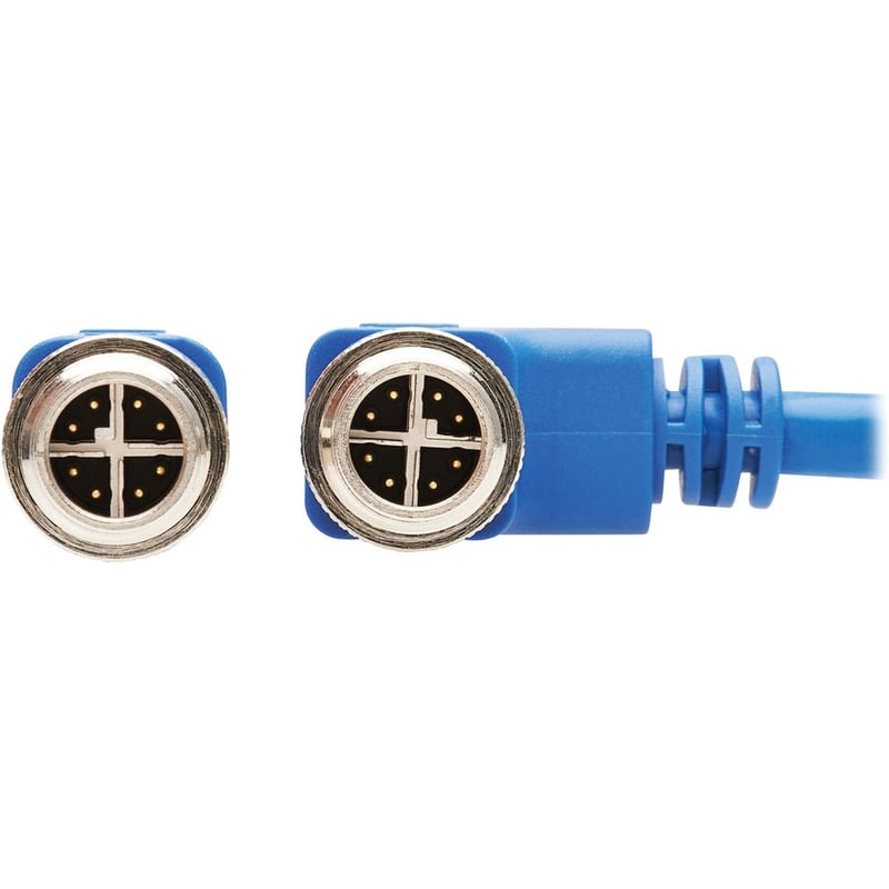 Eaton Tripp Lite Series M12 X-Code Cat6 1G UTP CMR-LP Ethernet Cable (Right-Angle M/M), IP68, PoE, Blue, 10 m (32.8 ft.) - Thumbnail 4
