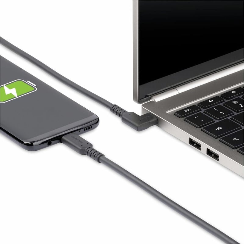 StarTech.com 6ft (2m) Rugged Right Angle USB-C Cable, USB 3.2 Gen 1 (5 Gbps), USB C to C Data Transfer Cable, 100W PD, 4K 60Hz, 90 Degree USB-C Cable