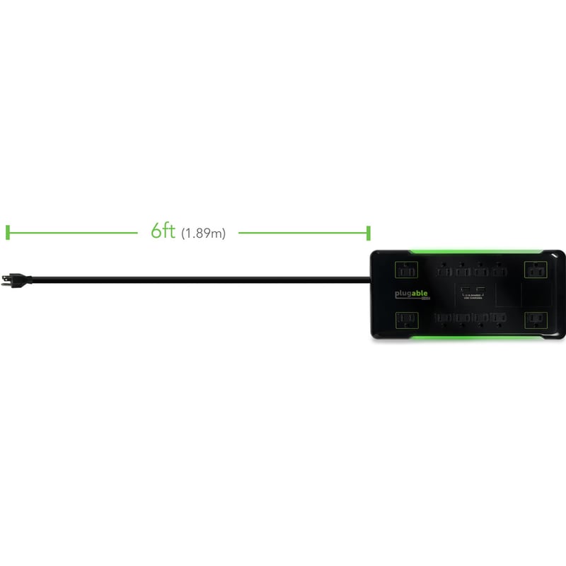 Plugable Surge Protector Power Strip with USB and 12 AC Outlets - Thumbnail 4