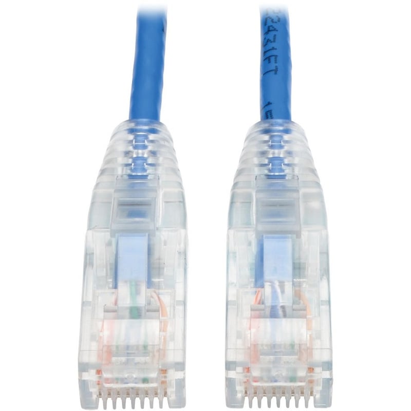 Eaton Tripp Lite Series Cat6 Gigabit Snagless Slim UTP Ethernet Cable (RJ45 M/M), PoE, Blue, 1 ft. (0.31 m) - Thumbnail 1