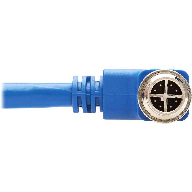 Eaton Tripp Lite Series M12 X-Code Cat6a 10G F/UTP CMR-LP Shielded Ethernet Cable (Right-Angle M12 M/RJ45 M), IP68, PoE, Blue, 10 m (32.8 ft.) - Thumbnail 4