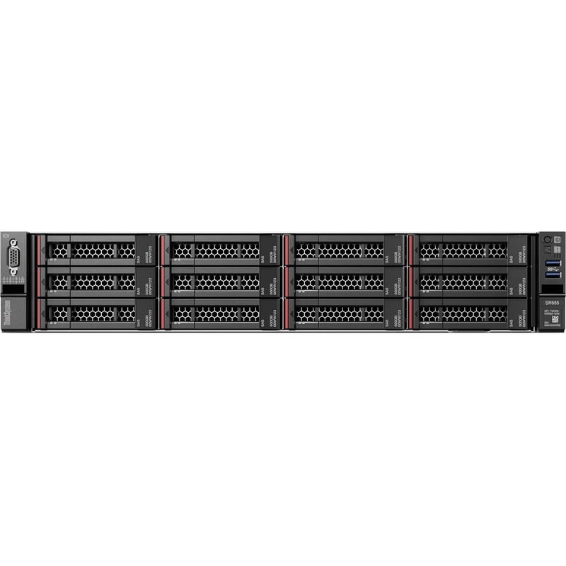 Lenovo ThinkSystem SR655 7Z01A057NA 2U Rack Server - 1 EPYC 7252 3.10 GHz - 16 GB RAM - Serial ATA Controller - Thumbnail 1