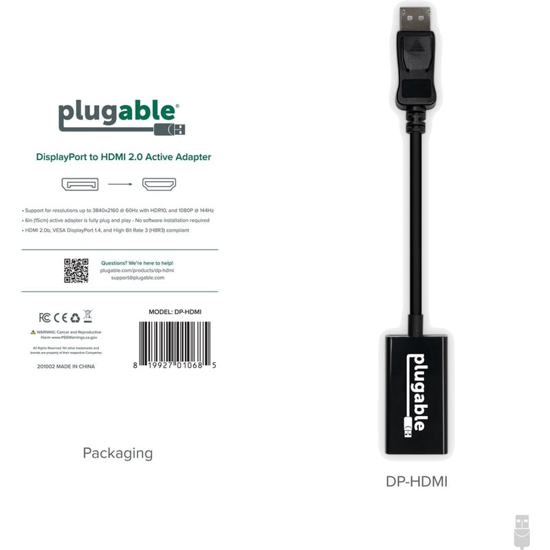 Plugable Active DisplayPort to HDMI Adapter - Thumbnail 2