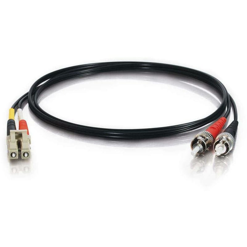 C2G 5m LC-ST 62.5/125 OM1 Duplex Multimode PVC Fiber Optic Cable - Black - Thumbnail 2