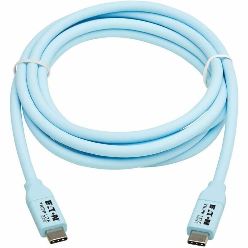 Tripp Lite Safe-IT USB-C Cable (M/M), Antibacterial, Ultra Flexible, 240W PD Charging, Light Blue, 6 ft. (1.8 m) - Thumbnail 2