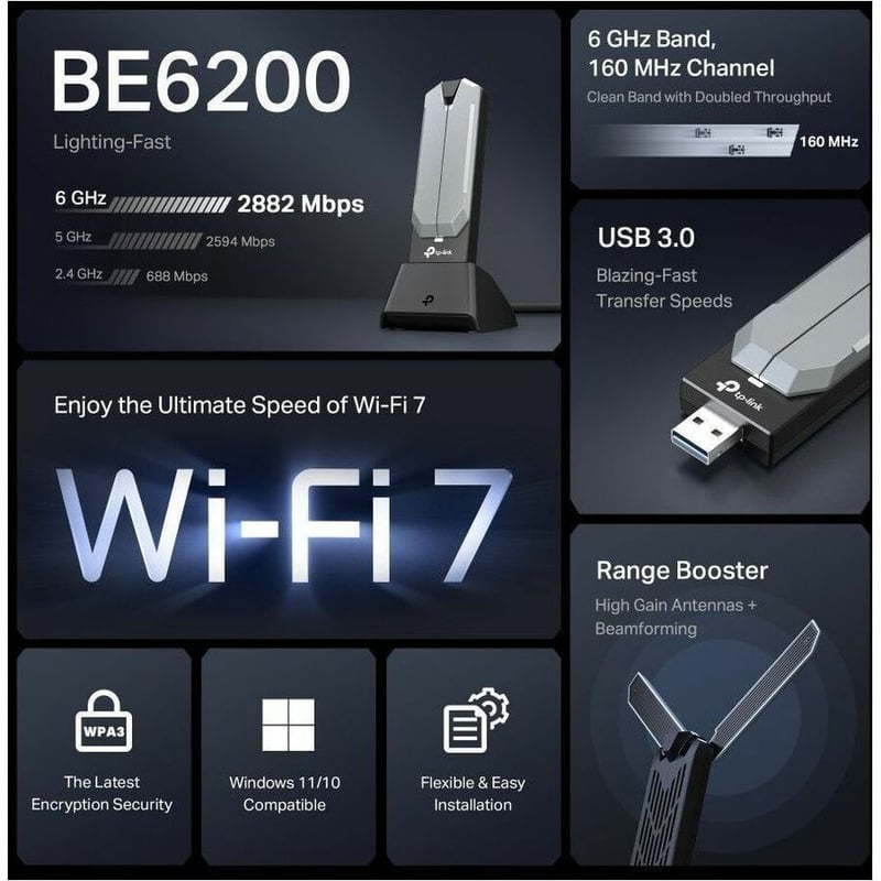 BE6200 WF7 WIRELESS USB ADAPTER BE6200 WI-FI 7 WIRELESS USB ADAPTER - Thumbnail 2