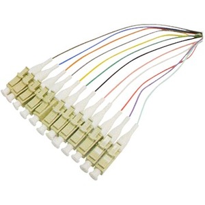 AddOn 5m Splice to LC OS1 OFNR (Riser-Rated) 12-Strand Fiber Pigtail Cable