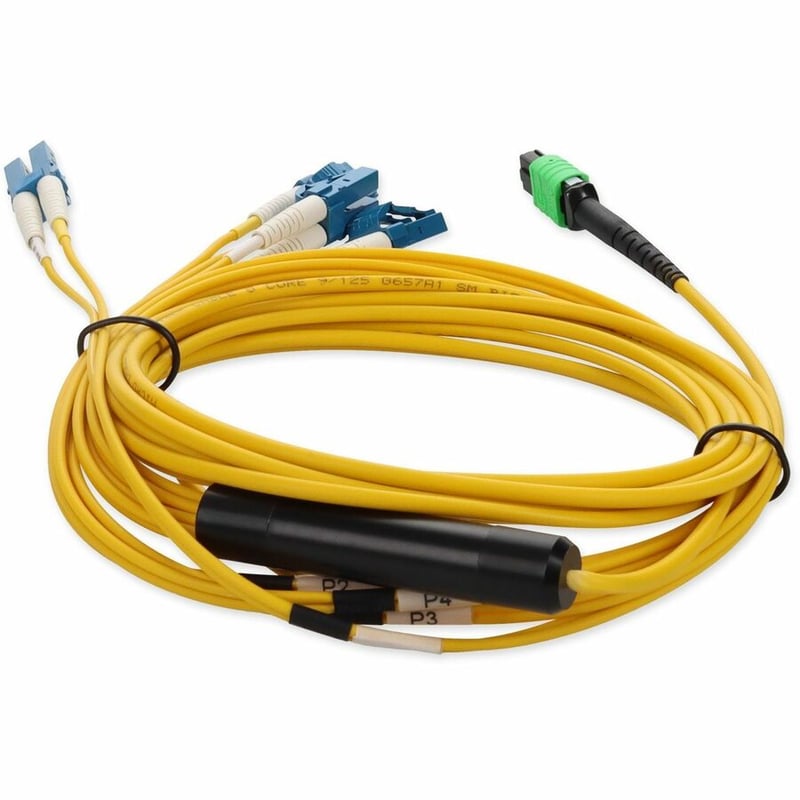 AddOn 1.5m MPO/APC to 4xLC/UPC Duplex Yellow OS2 LSZH 8-Strand SMF Fiber Fanout Cable - Thumbnail 4