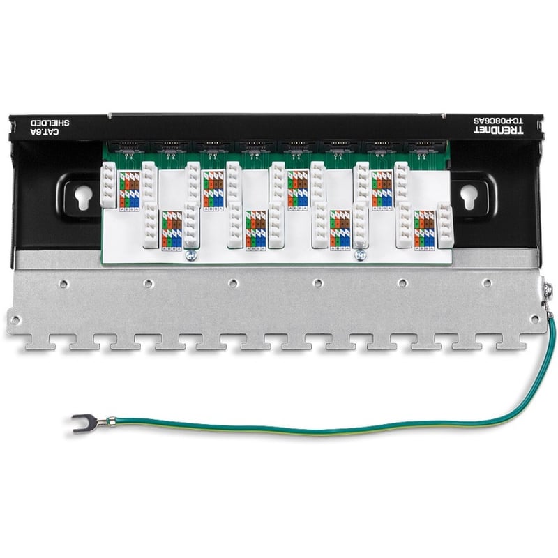 TRENDnet 8-Port Cat6A Shielded Patch Panel, Wall Mount Ready, 10G Ready, Cat5e,Cat6,Cat6A Compatible, Metal Housing, Color-Coded Labeling for T568A & T568B Wiring, Cable Management, Black, TC-P08C6AS - Thumbnail 5