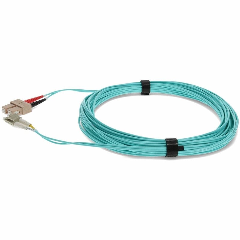AddOn 0.3m SC to LC Aqua OM4 Duplex OFNR (Riser-Rated) Fiber Patch Cable - Thumbnail 2
