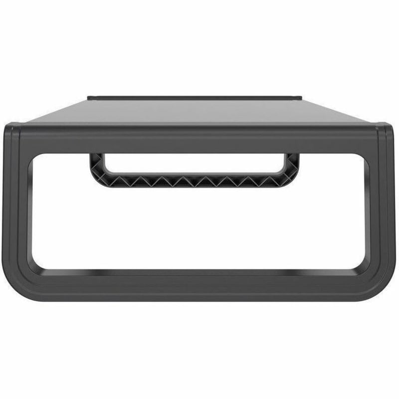 GLASS MONITOR RISER SHELF WITH KEYBOARD STORAGE SPACE (BLACK) - Thumbnail 4