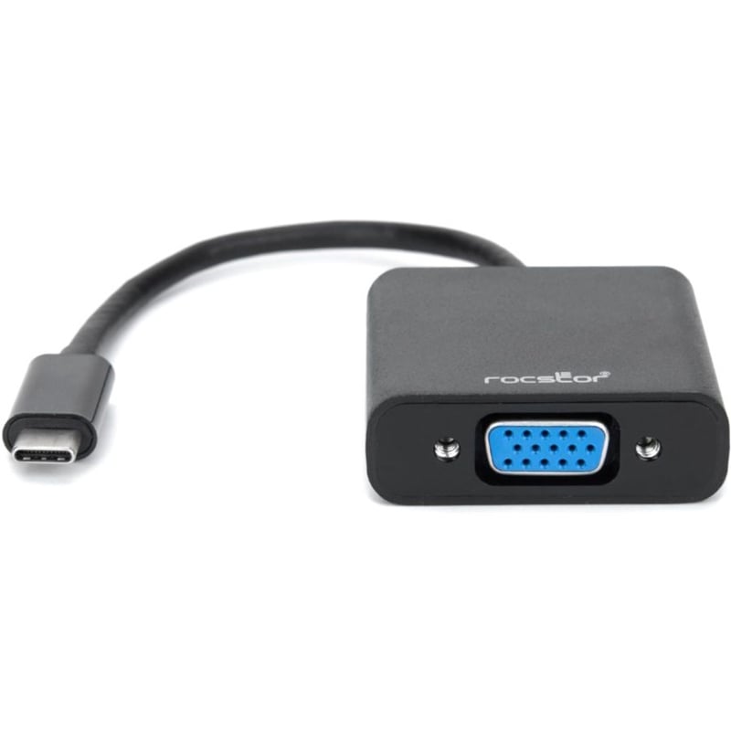Rocstor Premium USB-C to VGA adapter Converter- 6" - USB Type-C to VGA Video Adapter - For use with Macbook, Macbook Pro, Chromebook, Notebook, Projectors, TV, Netbook - 1 Pack - 1 x HD-15 Female VGA - 1 x - Thumbnail 2