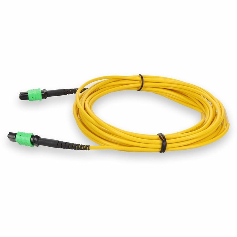 AddOn 2m MPO/APC to MPO/APC Yellow OS2 OFNR (Riser-Rated) 12-Strand SMF Fiber Patch Cable - Thumbnail 2