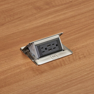 Wiremold Cord Ended deQuorum Single Flip Up Unit with USB - Thumbnail 4