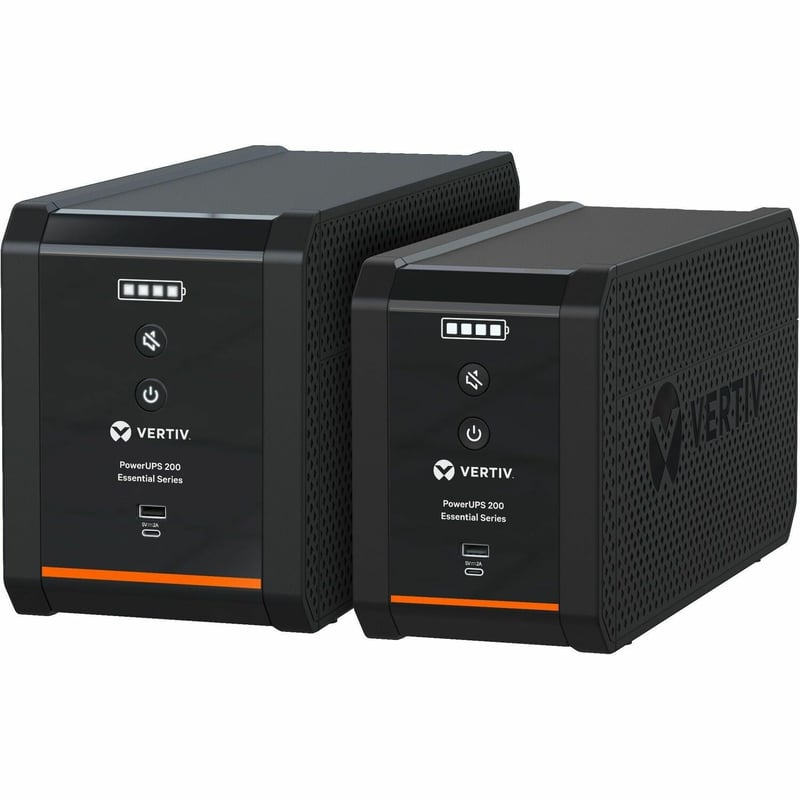 Vertiv PowerUPS 200 Essential PSA6E-800LVT, 800VA/450W, AVR, User-Replaceable Batteries, Battery Backup, 4 NEMA Outlets, Three-Year Warranty