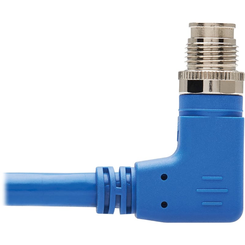 Eaton Tripp Lite Series M12 X-Code Cat6a 10G F/UTP CMR-LP Shielded Ethernet Cable (Right-Angle M12 M/RJ45 M), IP68, PoE, Blue, 5 m (16.4 ft.) - Thumbnail 3