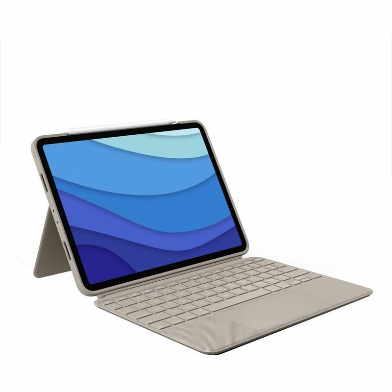 Logitech Combo Touch Keyboard/Cover Case for 11" Apple iPad Pro (3rd Generation), iPad Pro (2nd Generation), iPad Pro Tablet - Sand - Thumbnail 1
