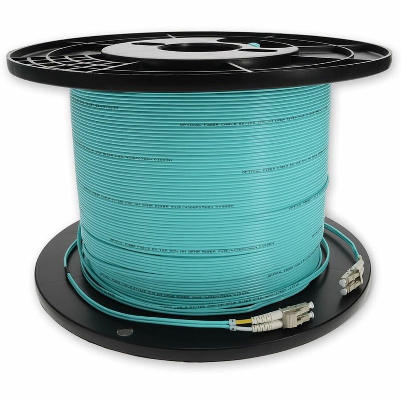 AddOn 300m LC to LC Aqua OM4 Duplex OFNR (Riser-Rated) TAA Fiber Patch Cable