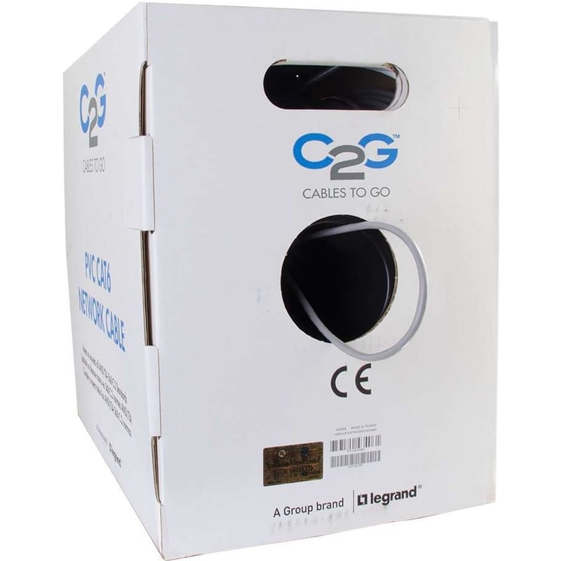 C2G 1000ft Cat6 Bulk Ethernet Cable-Stranded UTP In-Wall CM-Rated Gray TAA - Thumbnail 1