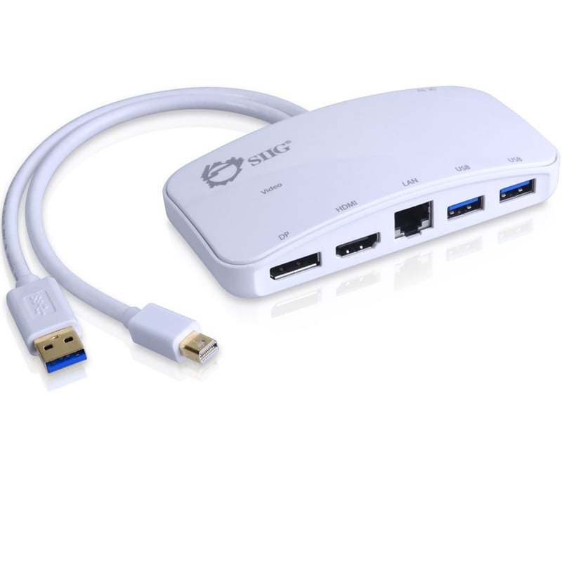 SIIG Mini-DP Video Dock with USB 3.0 LAN Hub - White - Thumbnail 1