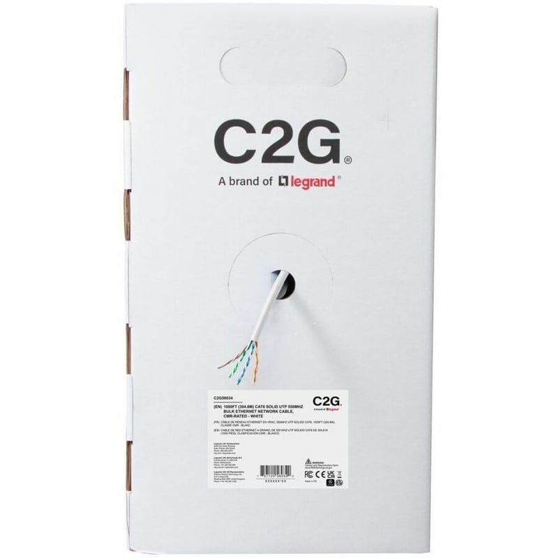 C2G BULK CAT6 UTP CMR TAA WHITE C2G 1000FT CAT6 ETHERNET CABLE CMR - Thumbnail 3