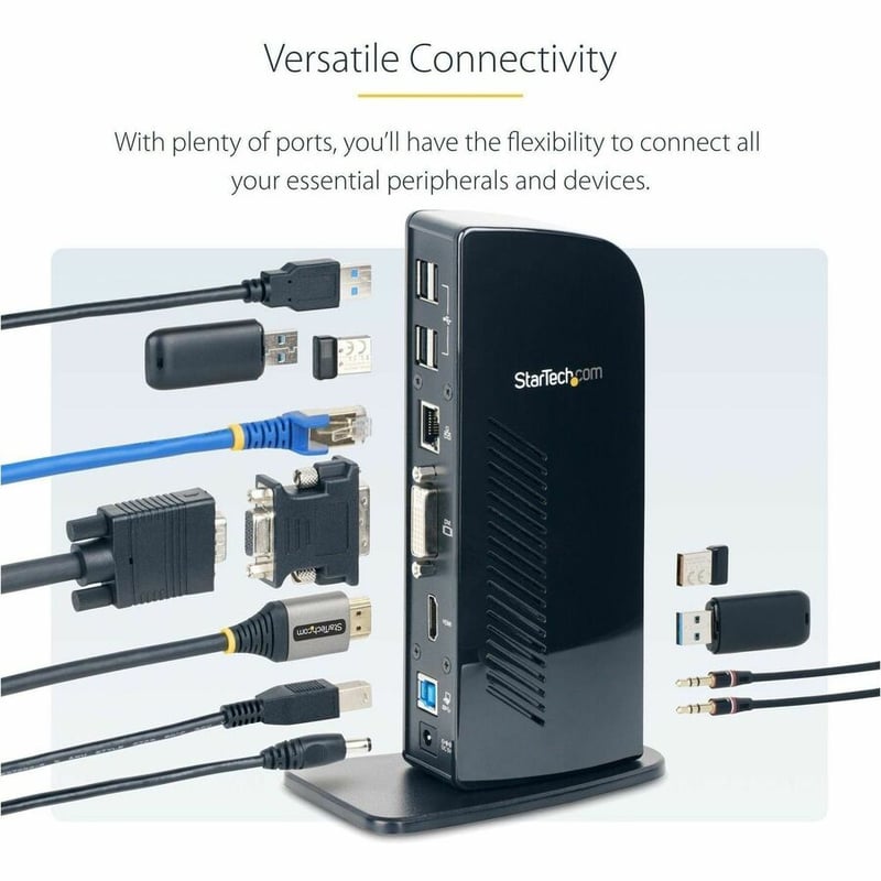 StarTech.com USB 3.0 Docking Station - Compatible with Windows / macOS - Supports Dual Displays - HDMI and DVI - DVI to VGA Adapter Included - USB3SDOCKHD - Thumbnail 4