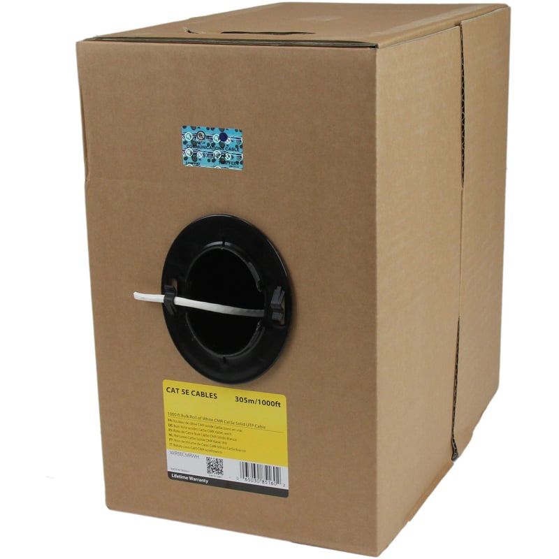 StarTech.com 1000 ft Bulk Roll of White CMR Cat5e Solid UTP Riser Cable - Thumbnail 1