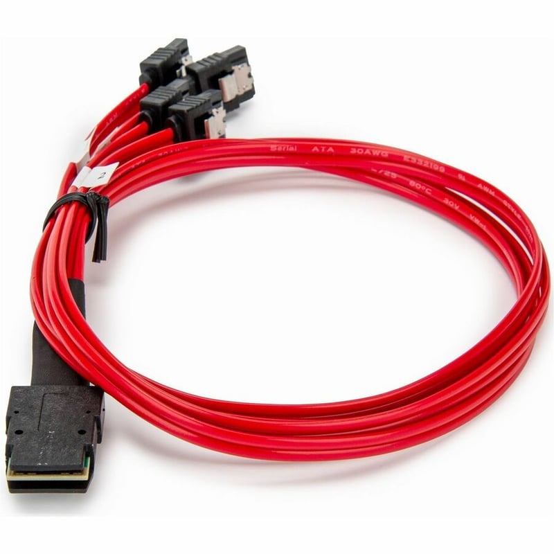 50CM (19.7IN) SCSI SAS CABLE 1X SFF-8087 TO 4X LATCHING SATA-RED - Thumbnail 2