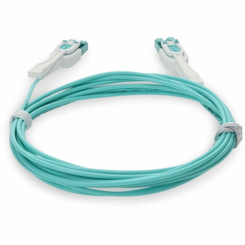 AddOn 1m LC to LC Aqua OM4 Duplex Uniboot OFNR (Riser-Rated) Fiber Patch Cable with Push/Pull Tabs - Thumbnail 4
