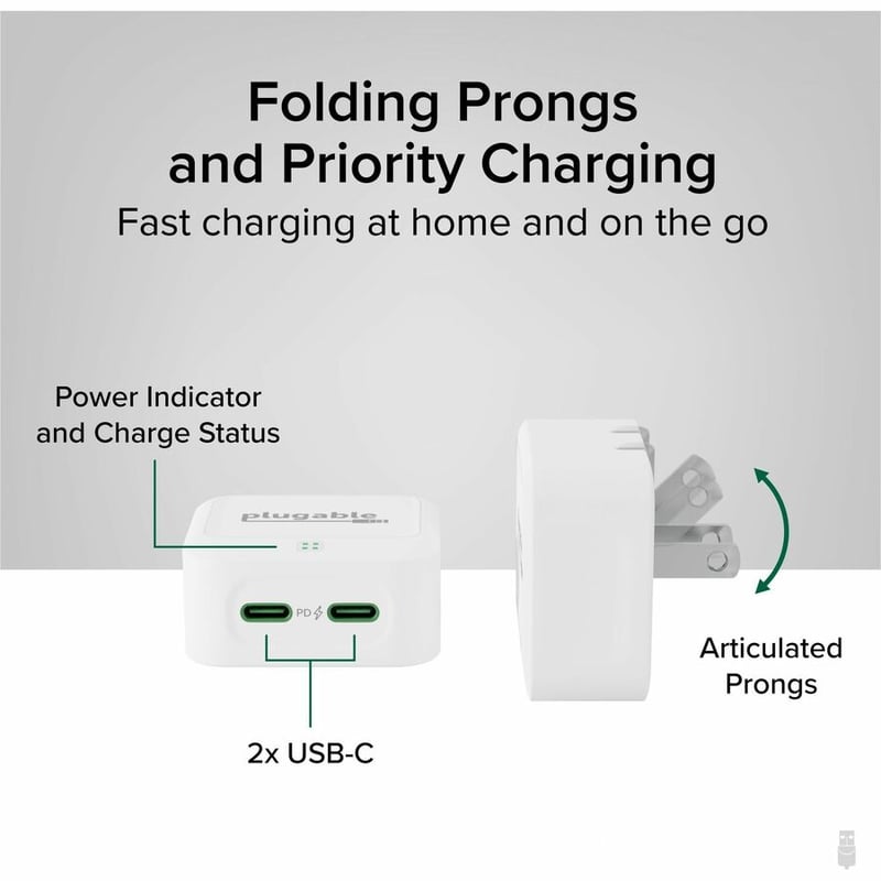 PLUGABLE 40W DUAL USB-C CHARGER 40W DUAL USB-C CHARGER - WHITE - Thumbnail 3