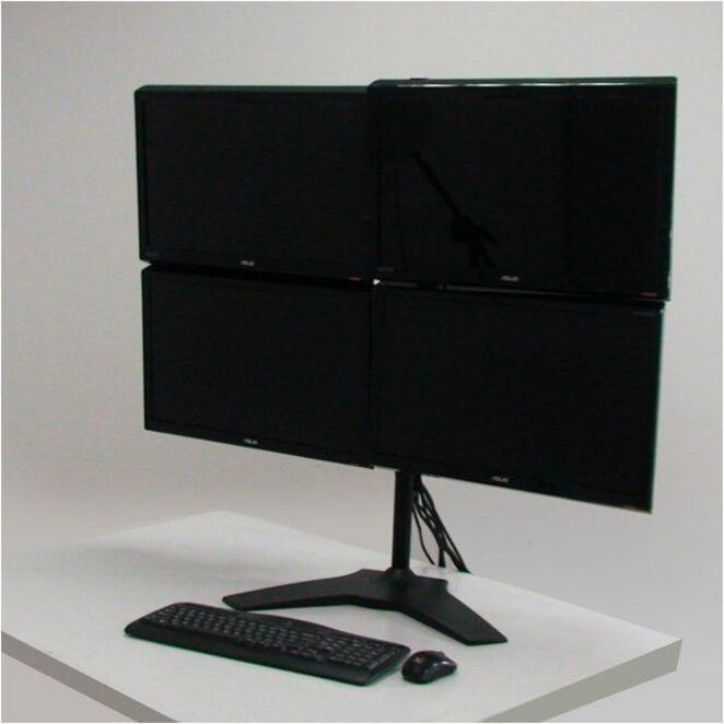 Amer Mounts Quad Monitor Stand Mount Supports Flat Panel Size up to 32" AMR4S32 - Thumbnail 2