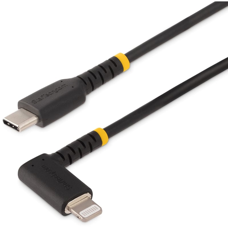 StarTech.com 3ft (1m) Durable USB-C to Lightning Cable, Right-Angled Heavy Duty USB Type-C to Lightning Charging/Sync Cord - Thumbnail 1